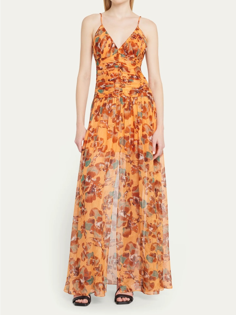 🧡 TANYA TAYLOR Lovett- ruched dress in melon 🧡
